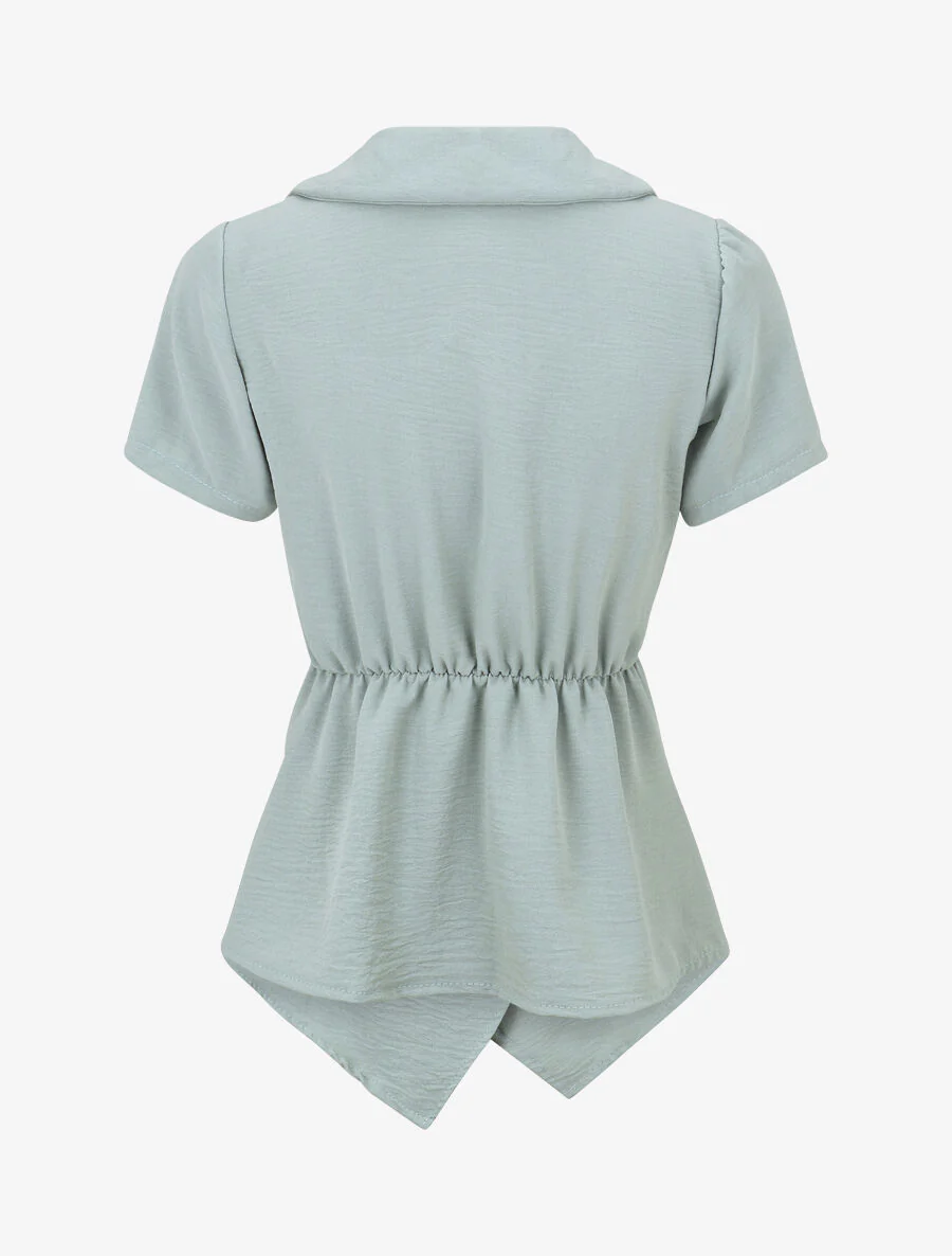 Asymmetrische top met korte mouwen - Zeegroen - Image 2