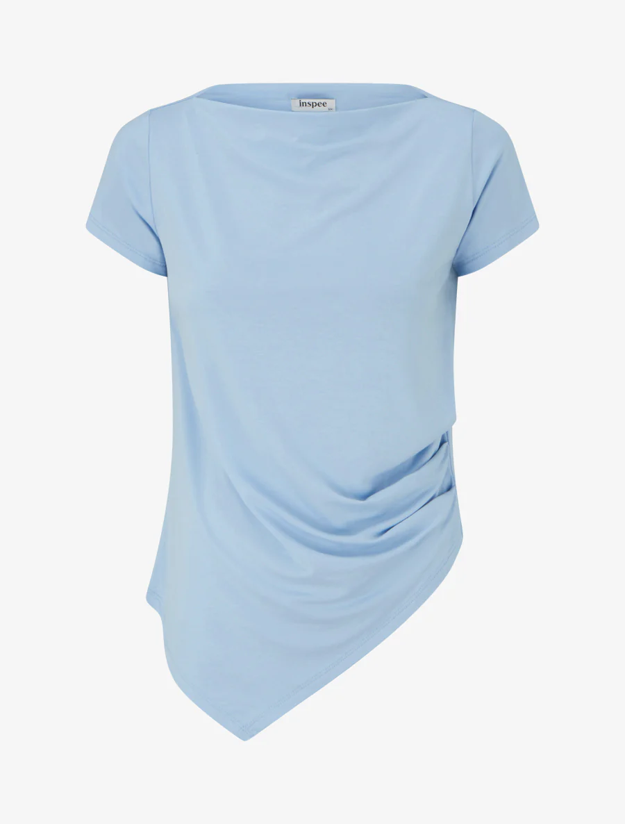 Asymmetrische top met korte mouwen - Lichtblauw