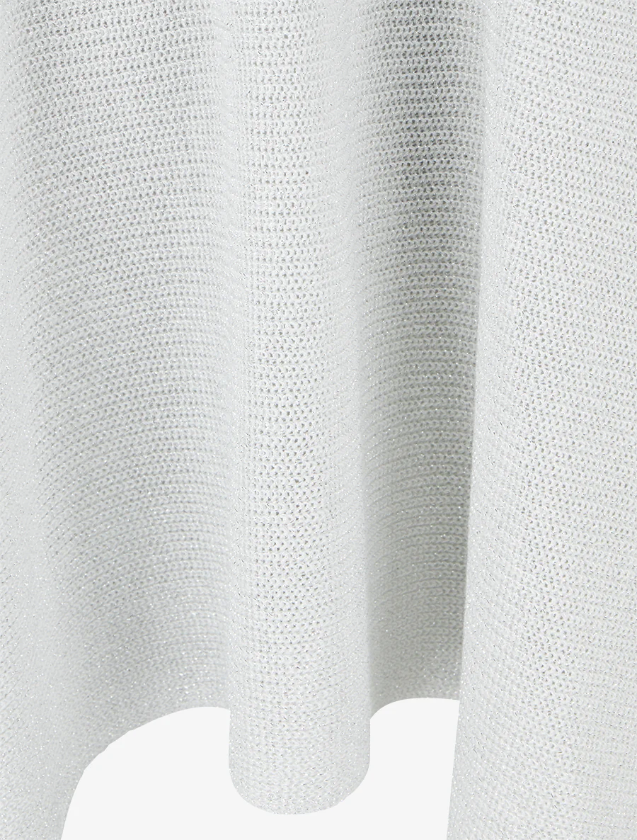 Asymmetrische top met korte mouwen van fijn glanzend breiwerk. - Wit - Image 3