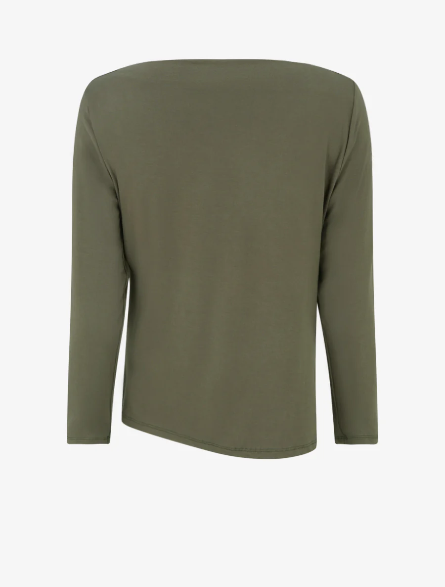 Asymmetrische top met ronde halslijn - Kaki - Image 2