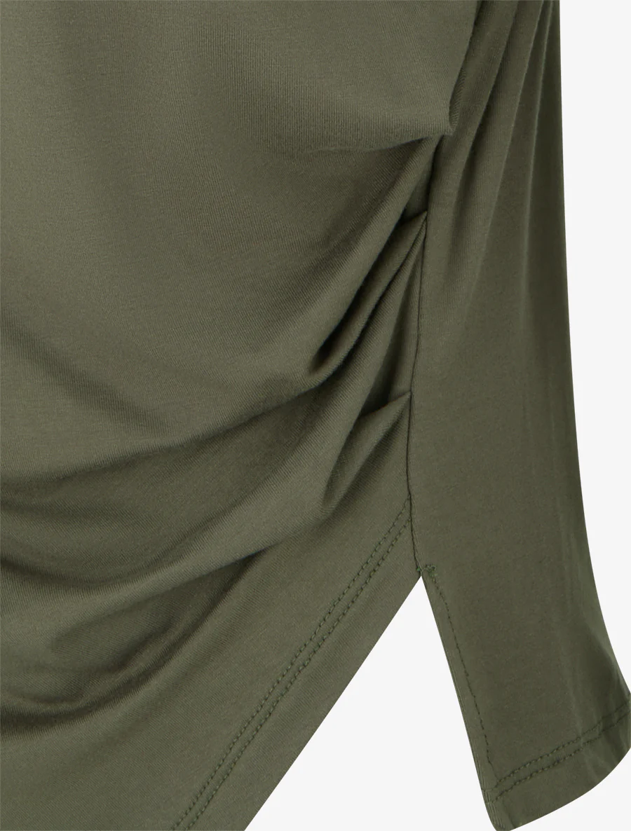 Asymmetrische top met ronde halslijn - Kaki - Image 3