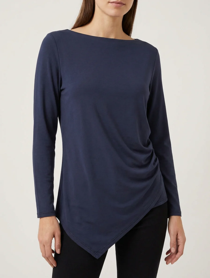 Asymmetrische top met ronde halslijn - Marine - Image 4
