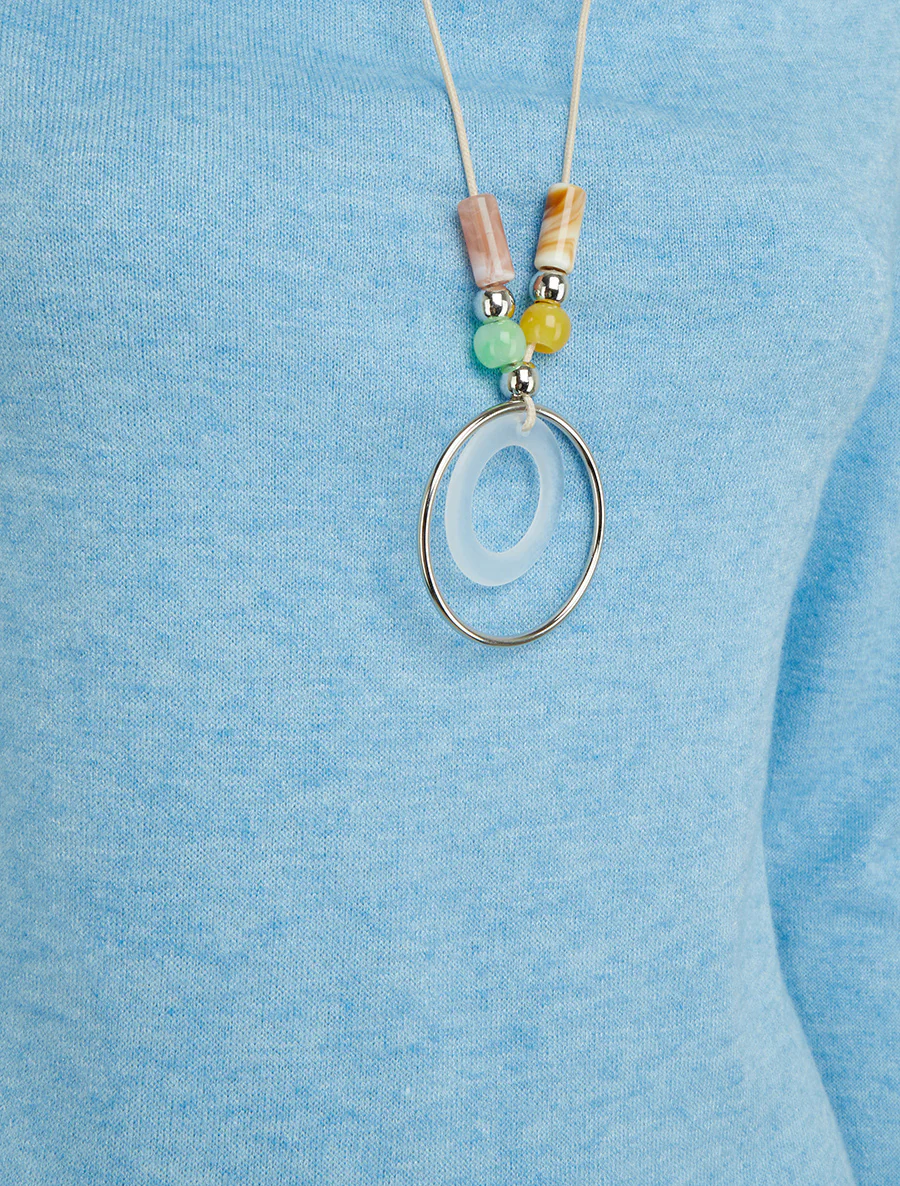 Asymmetrische trui met watervalkraag - Lichtblauw - Image 3