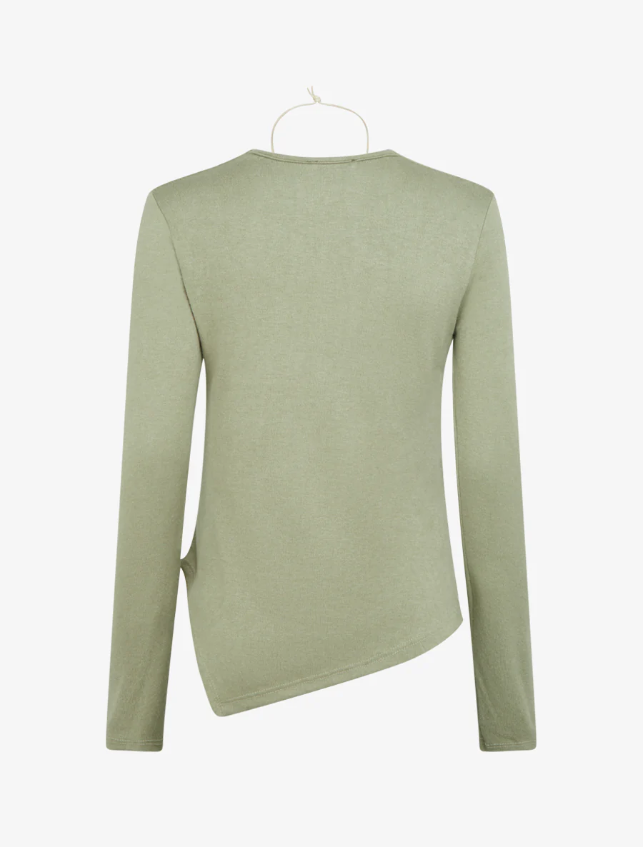Asymmetrische trui met watervalkraag - Kaki - Image 2