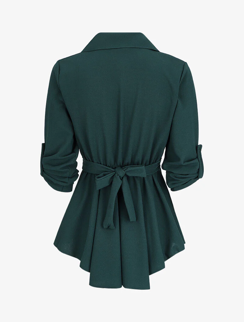 Asymmetrische tuniek met gestileerde gesp - Groen - Image 2