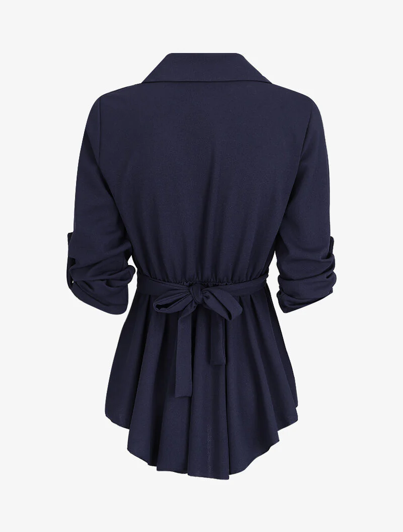 Asymmetrische tuniek met gestileerde gesp - Marineblauw - Image 2