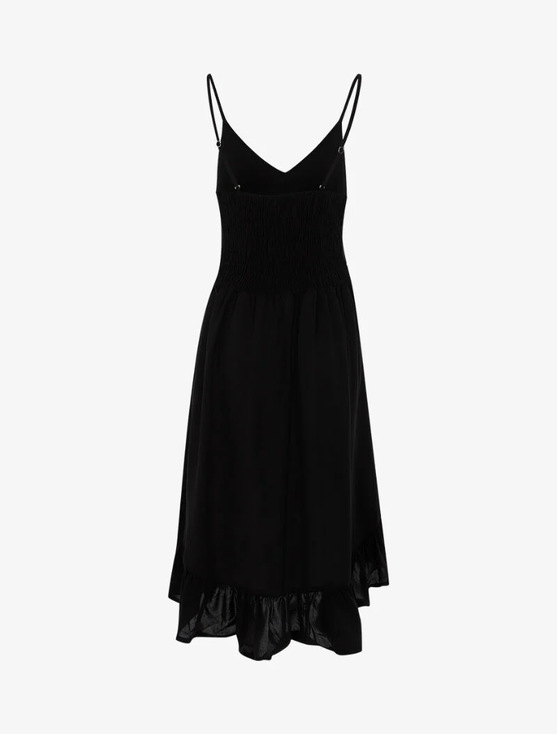 Asymmetrische jurk met ruches - zwart - Image 2