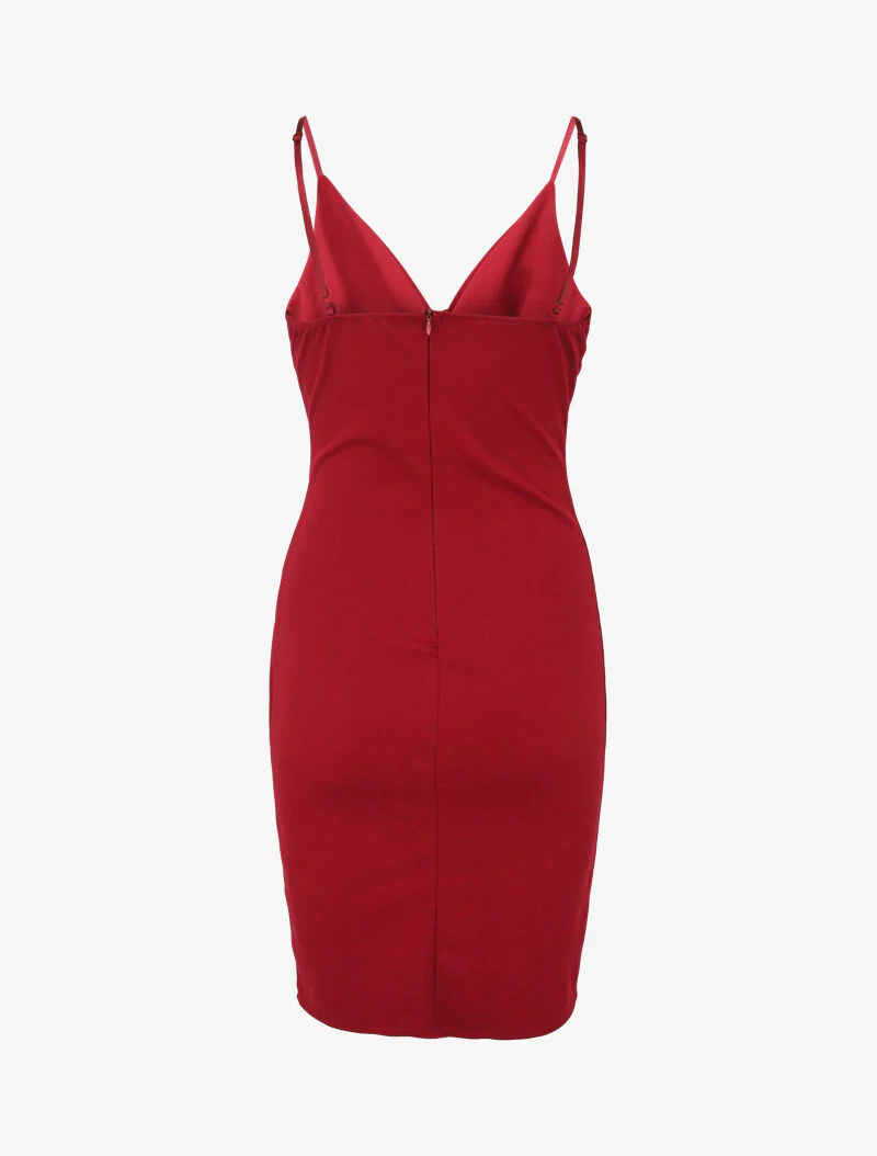 Asymmetrische wikkeljurk met fijne bandjes - Bordeaux - Image 2