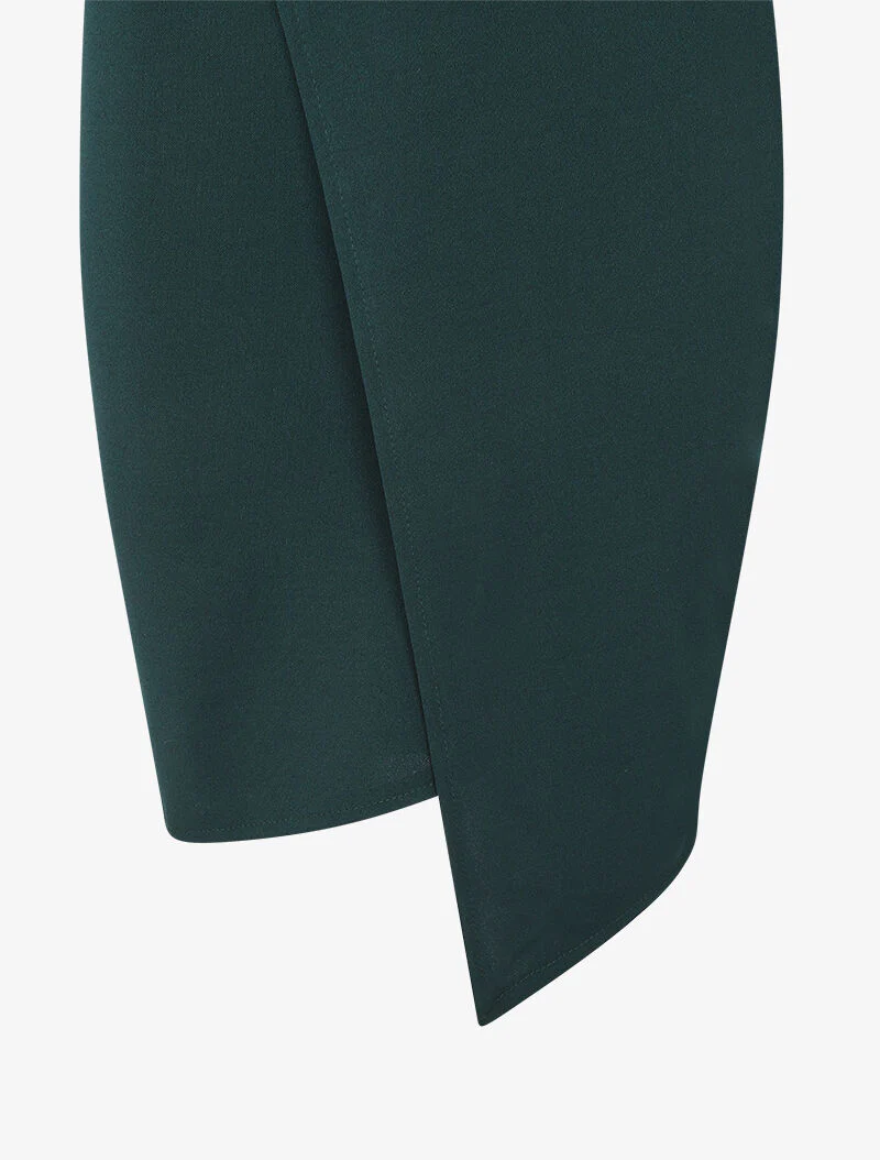 Asymmetrische overslagjurk met fijne bandjes - Donkergroen - Image 3