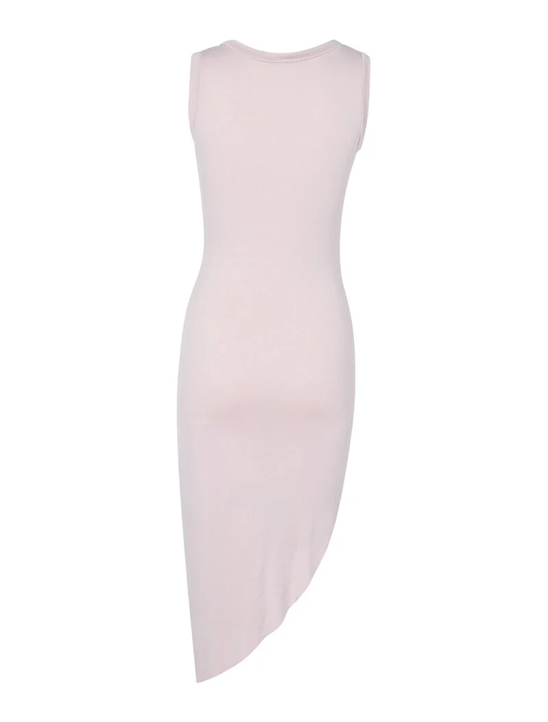 Asymmetrische zoomjurk met drapering - roze oranje - Image 5