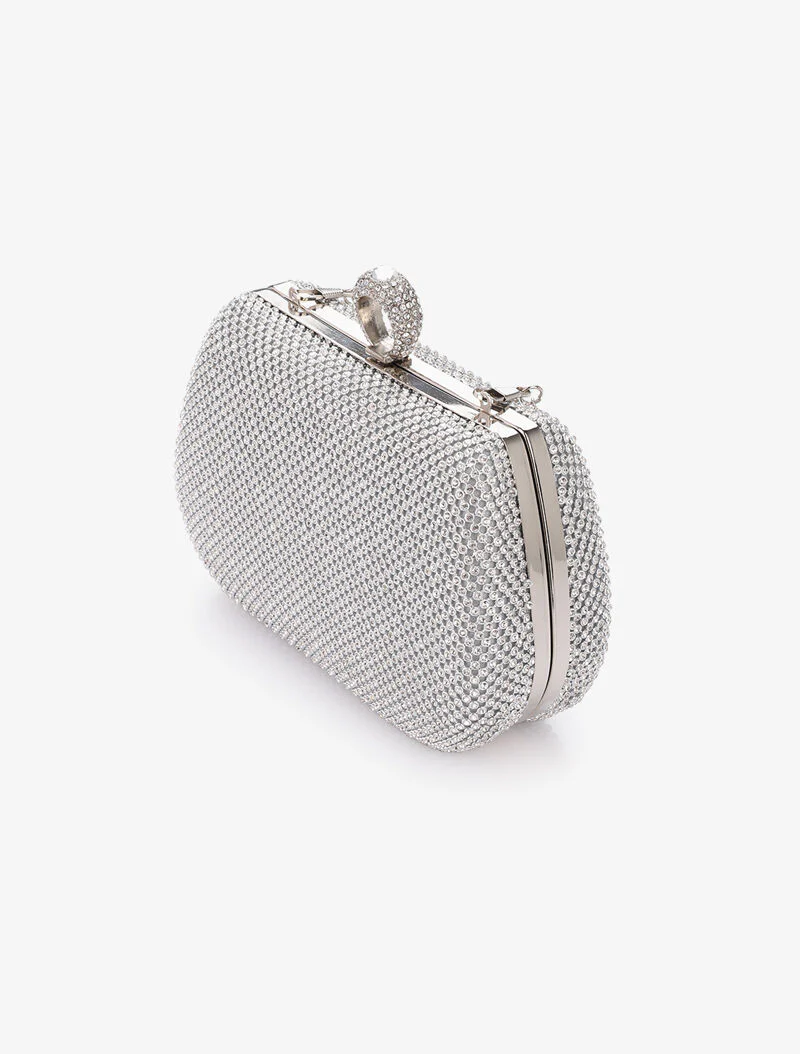 Avondclutch met ring sluiting - Zilver - Image 2