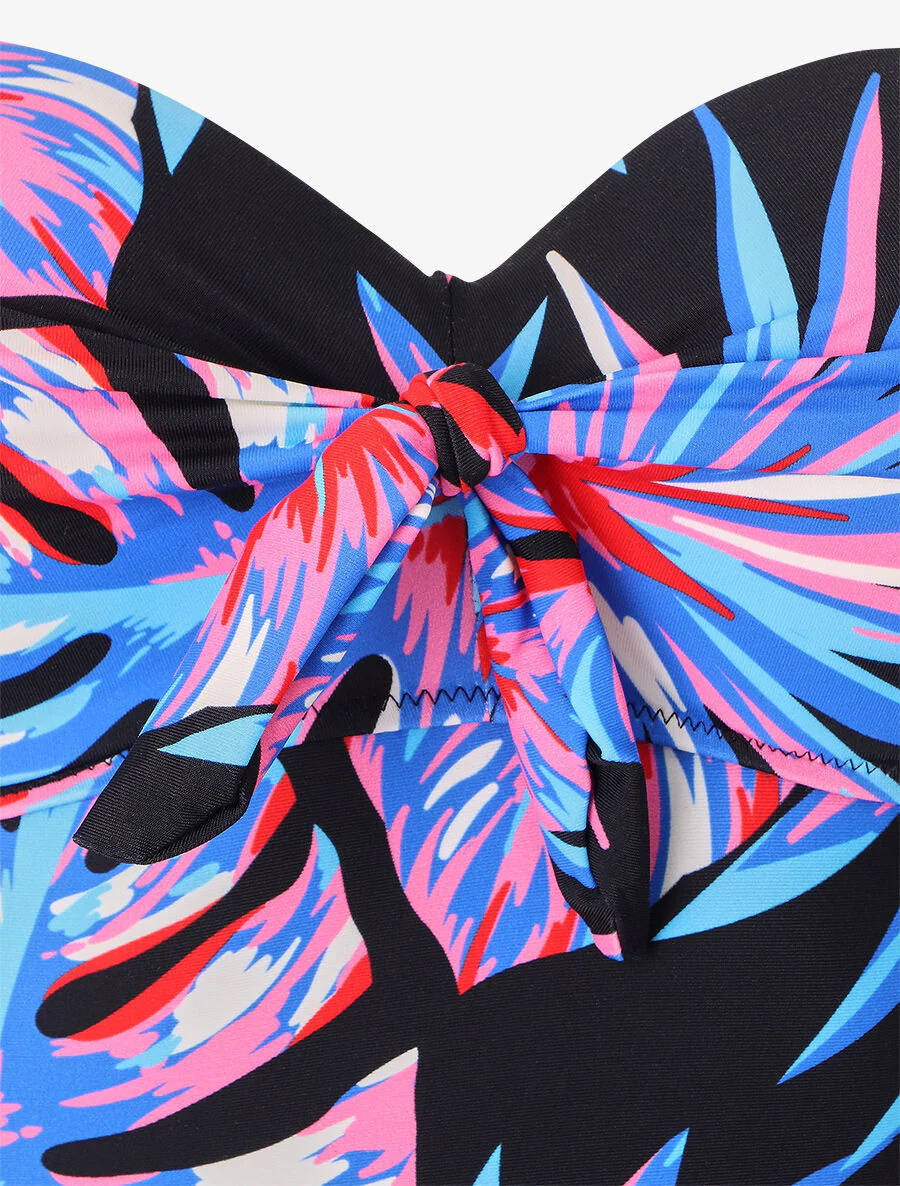 Eendelig badpak met tropisch bladprint - Zwart - Image 3