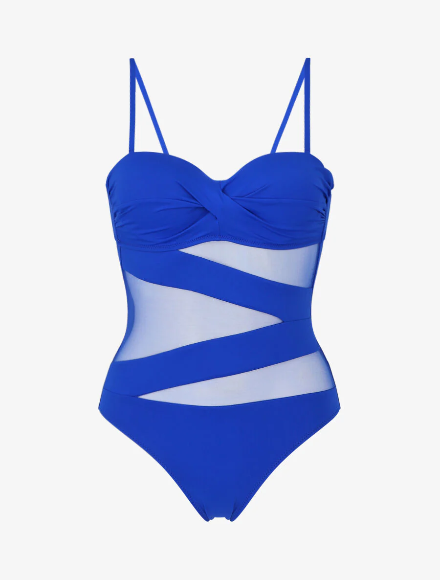 Badpak met tule inzetstukken - Elektrisch blauw