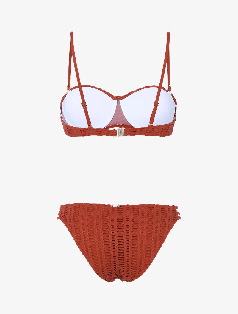 Balconette bikini met grafisch opengewerkt voering - baksteenrood - Image 2