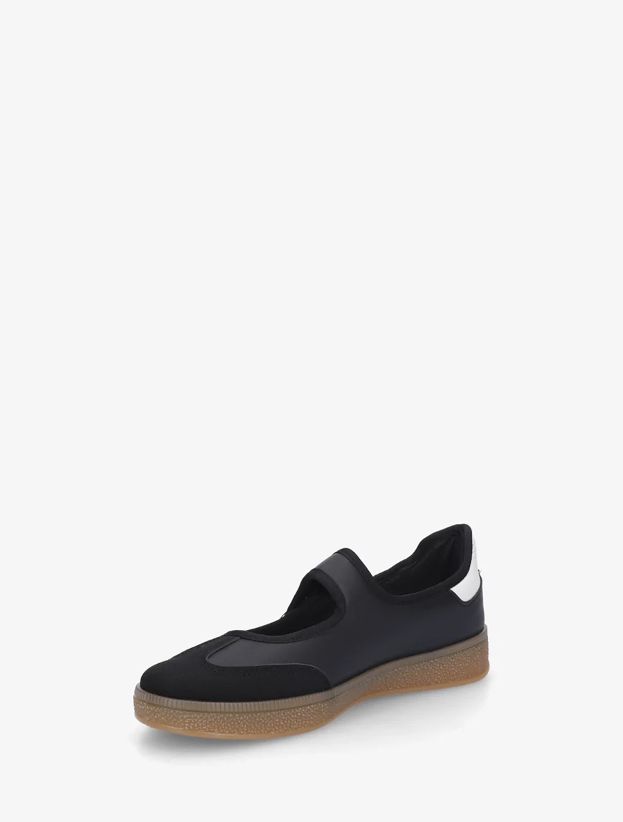 Ballerina's in sneakerstijl met klittenband. - Zwart - Image 3