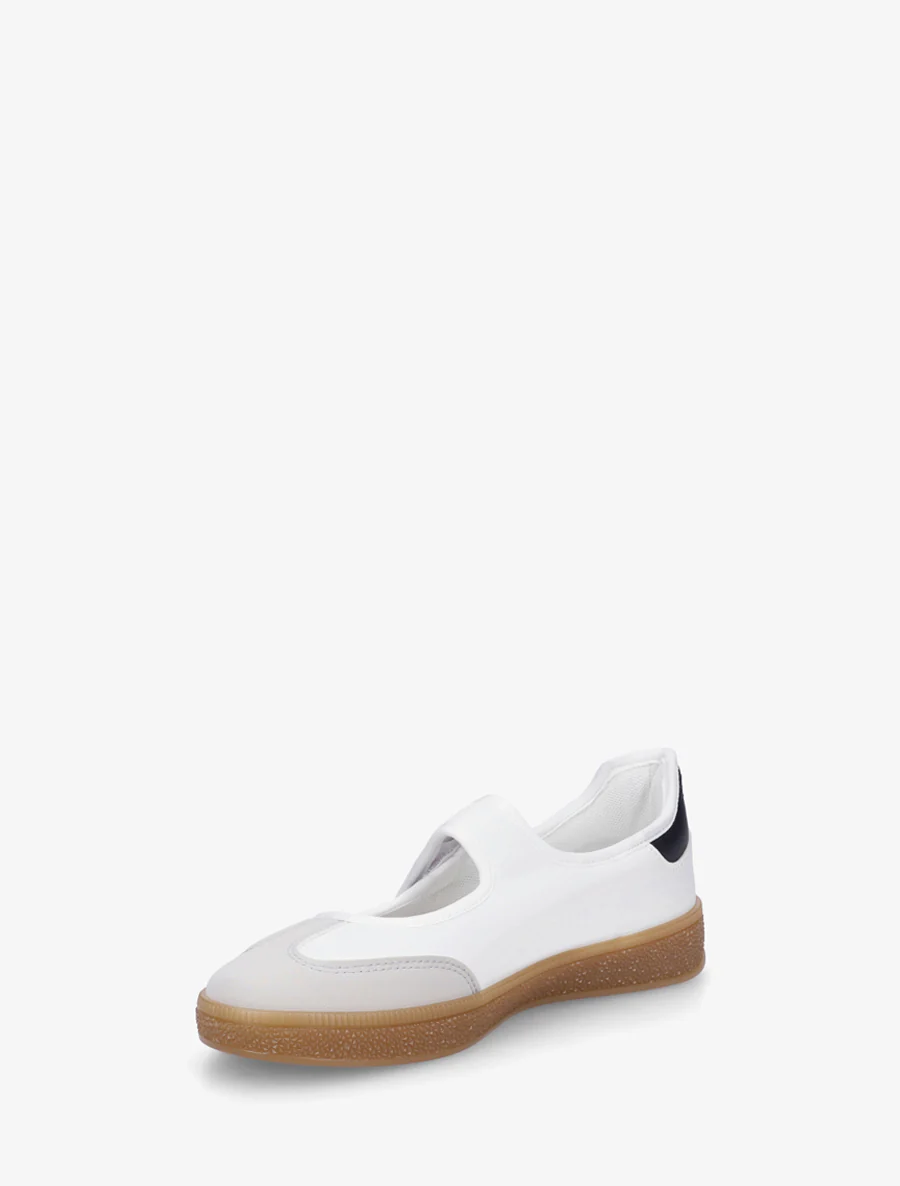 Ballerina's in sneakerstijl met klittenband. - Wit - Image 3