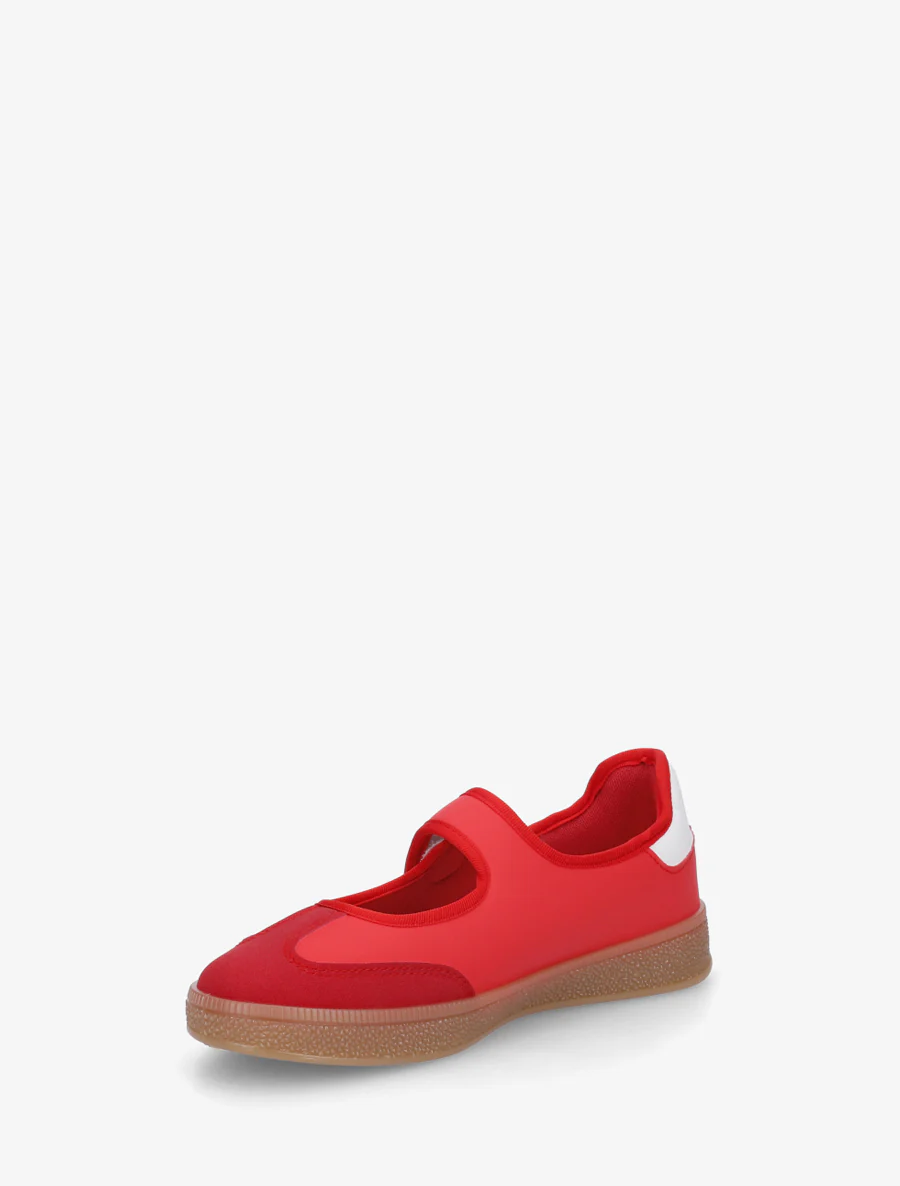 Ballerina's in sneakerstijl met klittenband. - Rood - Image 3