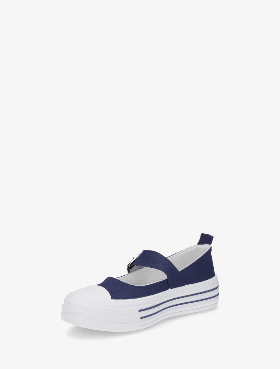 Ballerina's in sneakerstijl met klittenband - Marine - Image 3