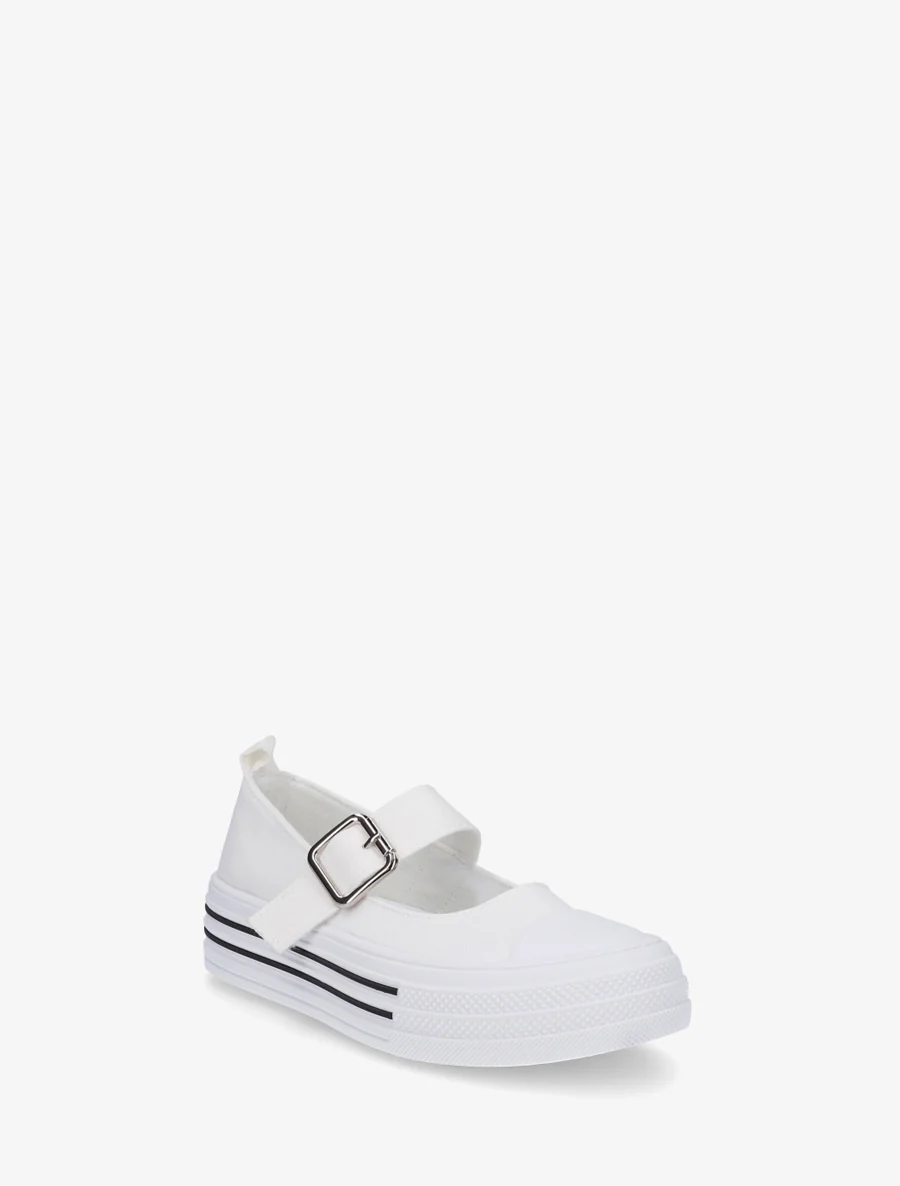 Ballerina's in sneakerstijl met klittenband - Wit - Image 2
