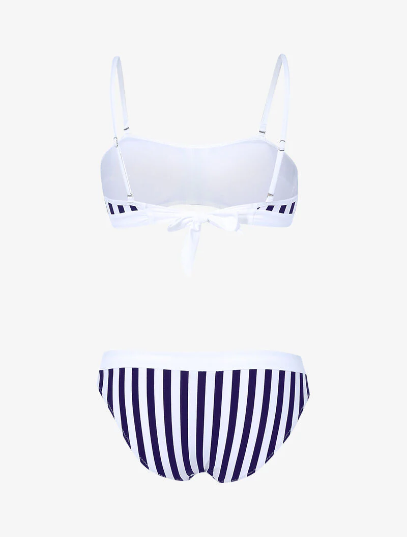Bandeau bikini met marinestrepen - marine/wit - Image 2