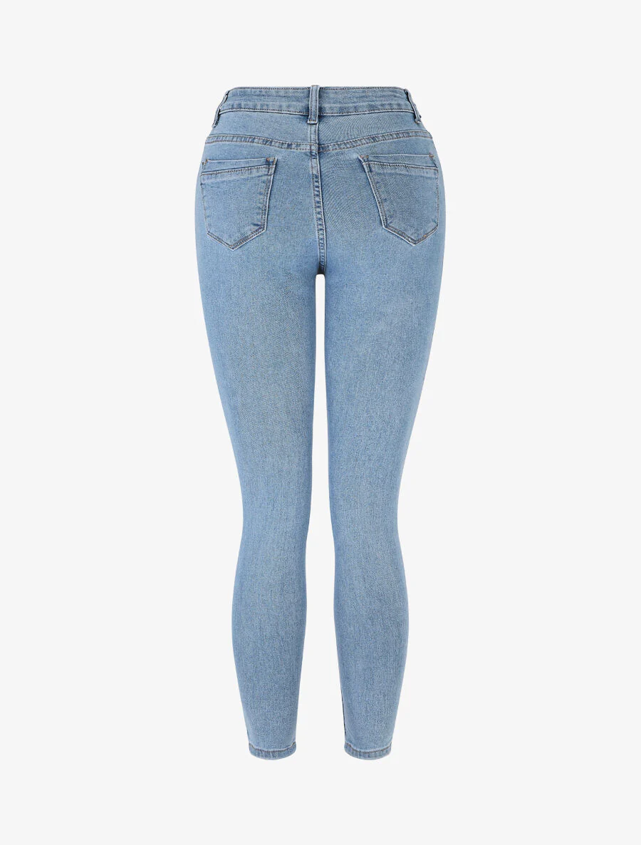 Basic skinny jeans met standaard taille - Lichtblauw - Image 2