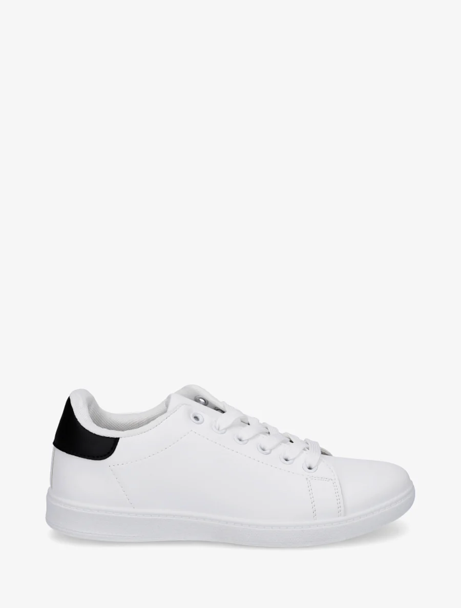Basic sneakers van imitatieleer - Zwart/wit