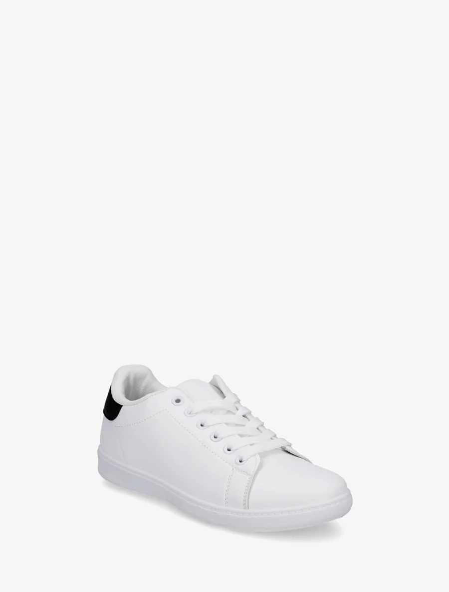 Basic sneakers van imitatieleer - Zwart/wit - Image 2