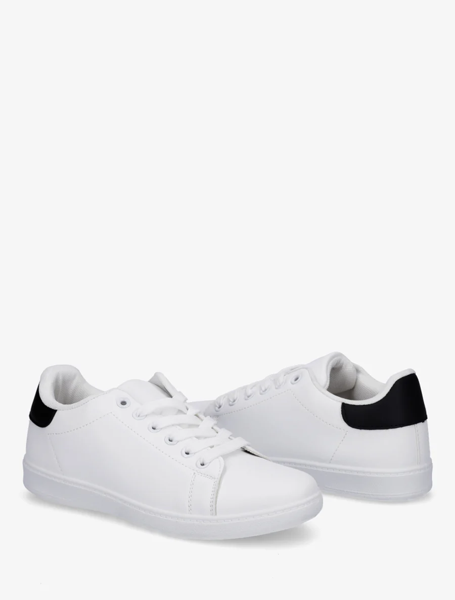 Basic sneakers van imitatieleer - Zwart/wit - Image 4
