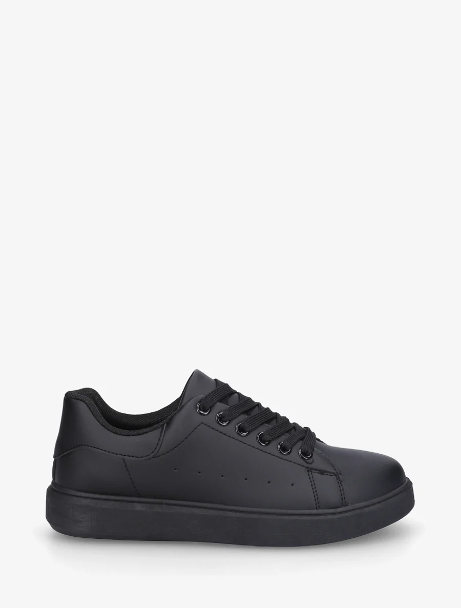 Basic sneakers van imitatieleer - Zwart