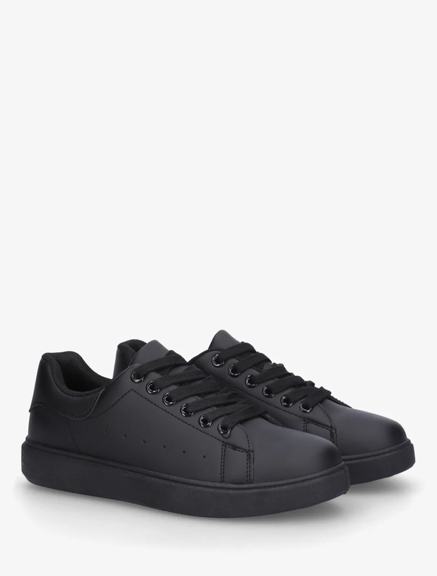 Basic sneakers van imitatieleer - Zwart - Image 4