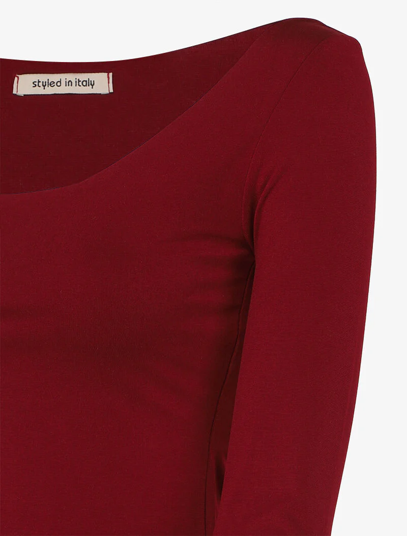 Basis top met lange mouwen en ronde hals - Bordeaux - Image 3
