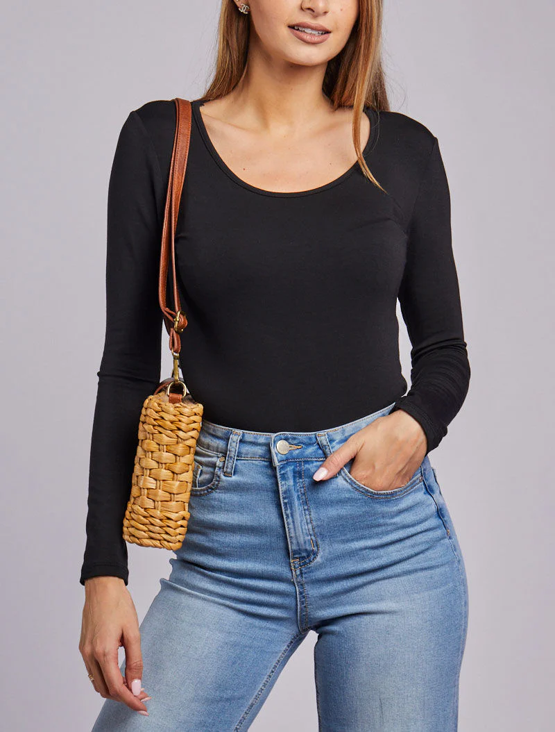 Basic top met ronde hals - Zwart