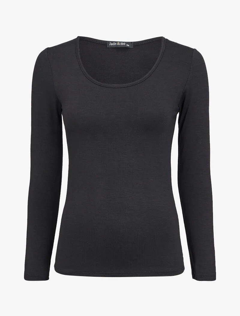 Basic top met ronde hals - Zwart - Image 2
