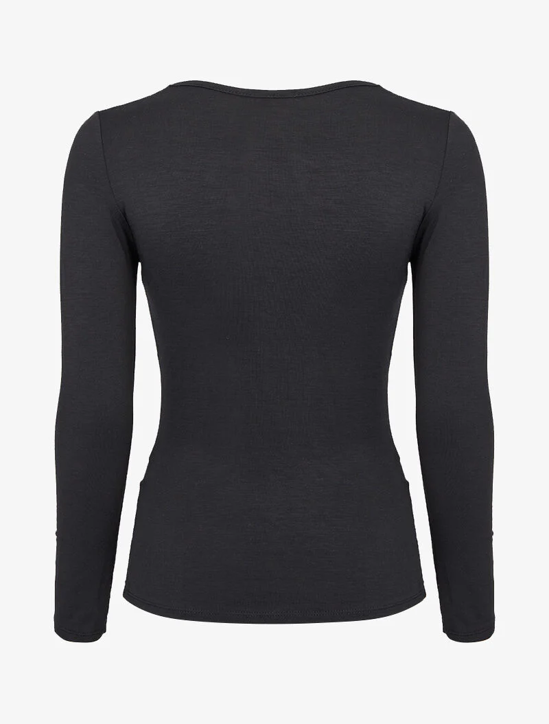 Basic top met ronde hals - Zwart - Image 3