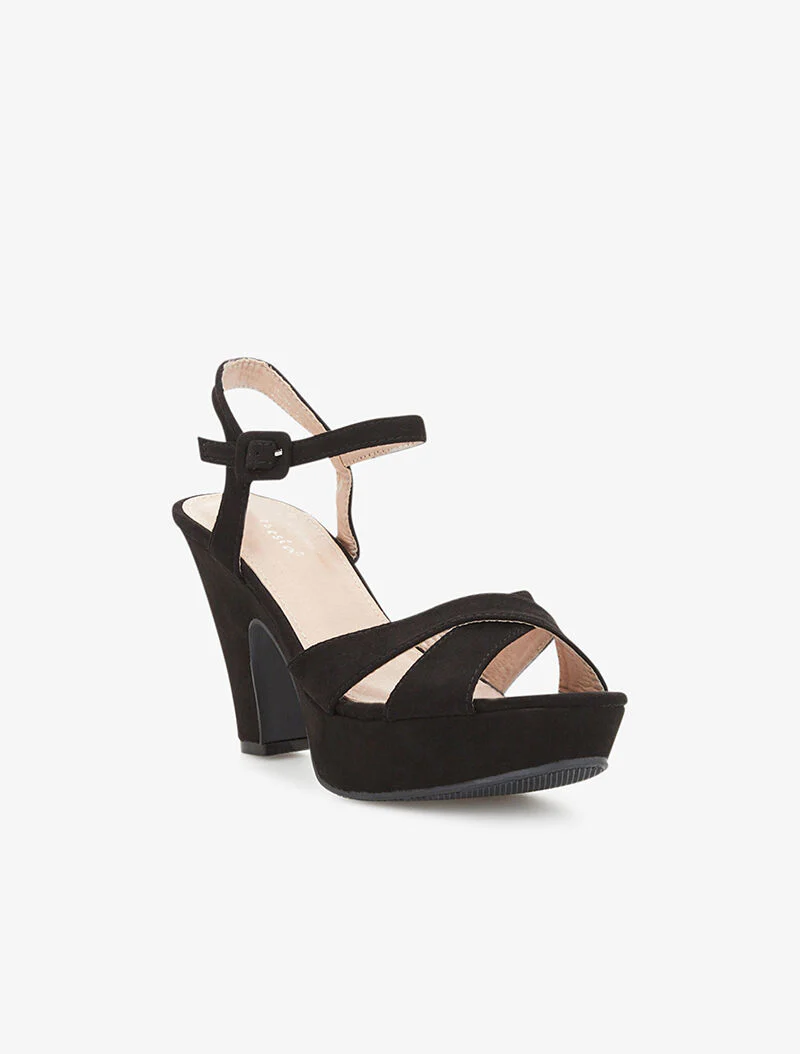 Basis sandalen met gekruiste bandjes - zwart - Image 2