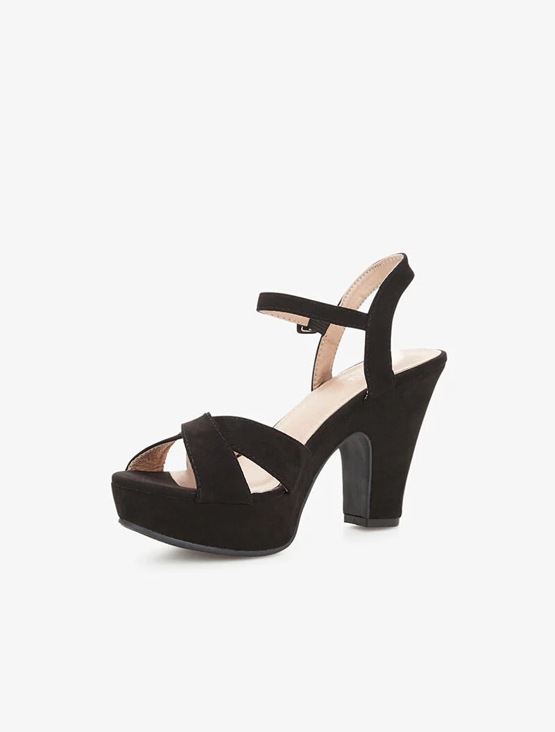 Basis sandalen met gekruiste bandjes - zwart - Image 3