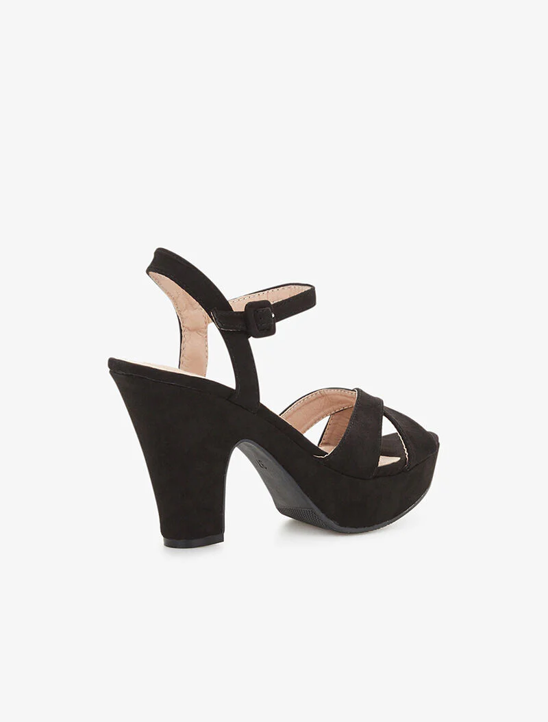 Basis sandalen met gekruiste bandjes - zwart - Image 4