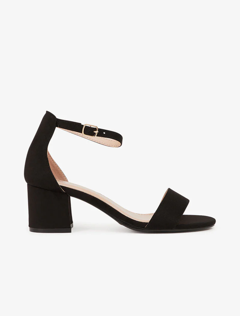 Basis suède sandalen met ronde neuzen - zwart