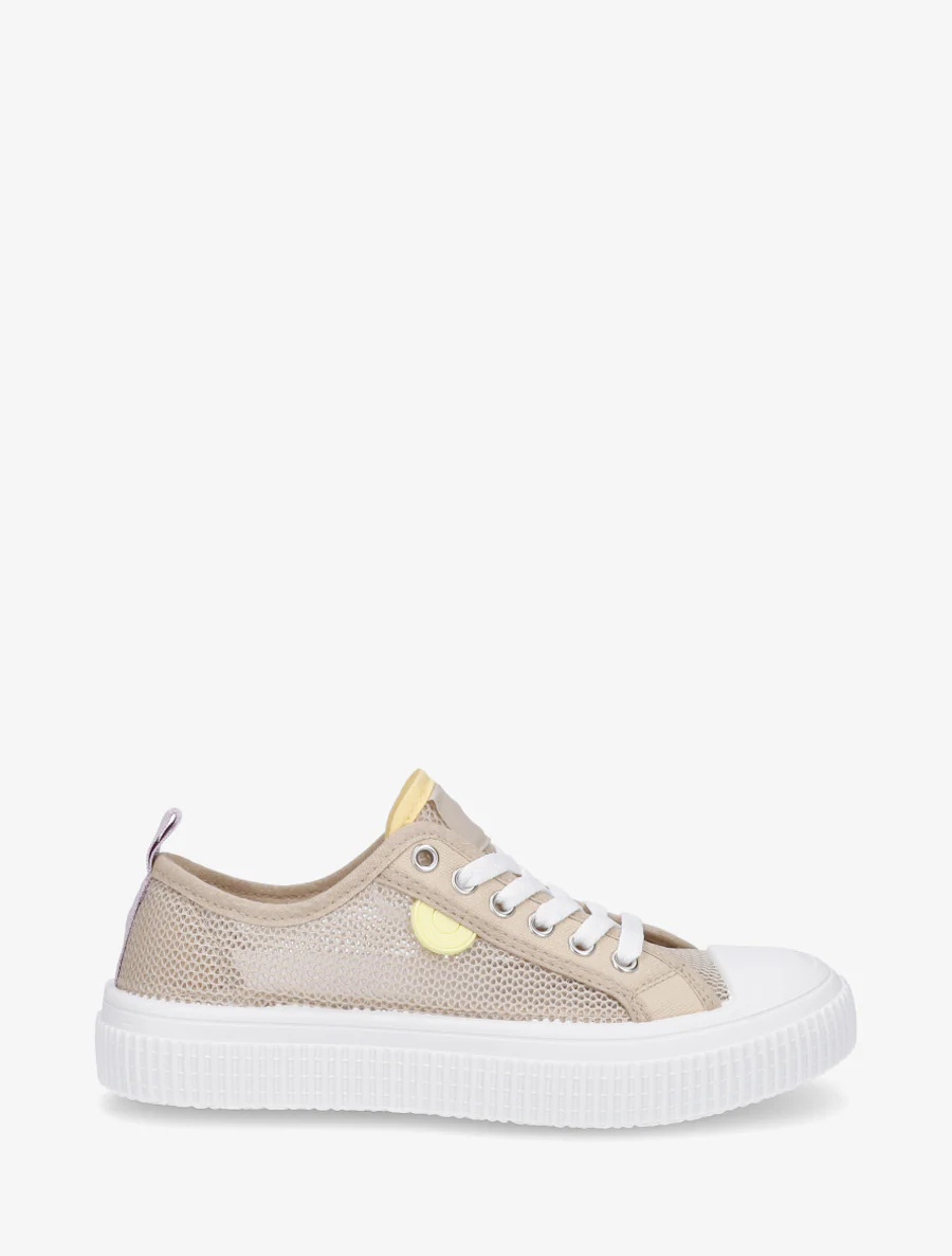 Basis tennisschoen van opengewerkt textiel - Beige