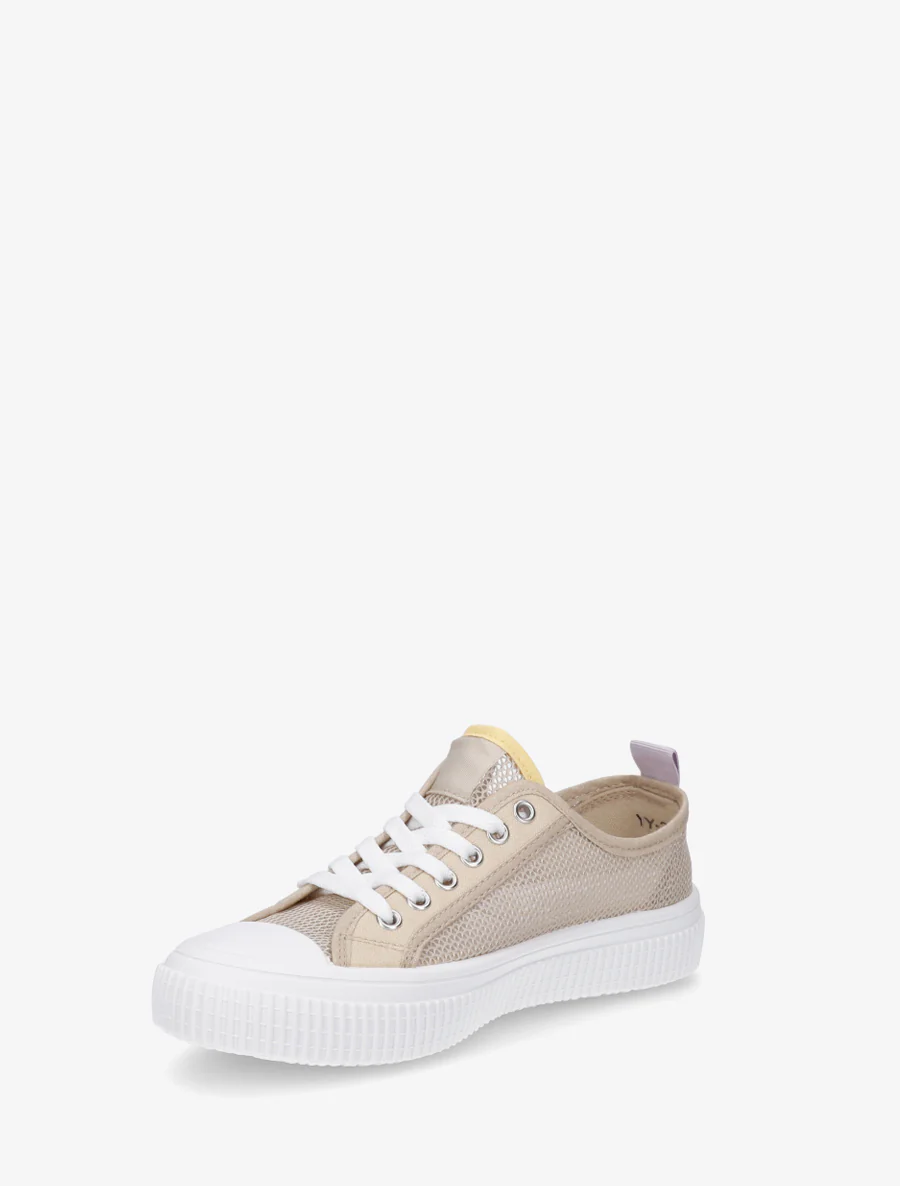 Basis tennisschoen van opengewerkt textiel - Beige - Image 3