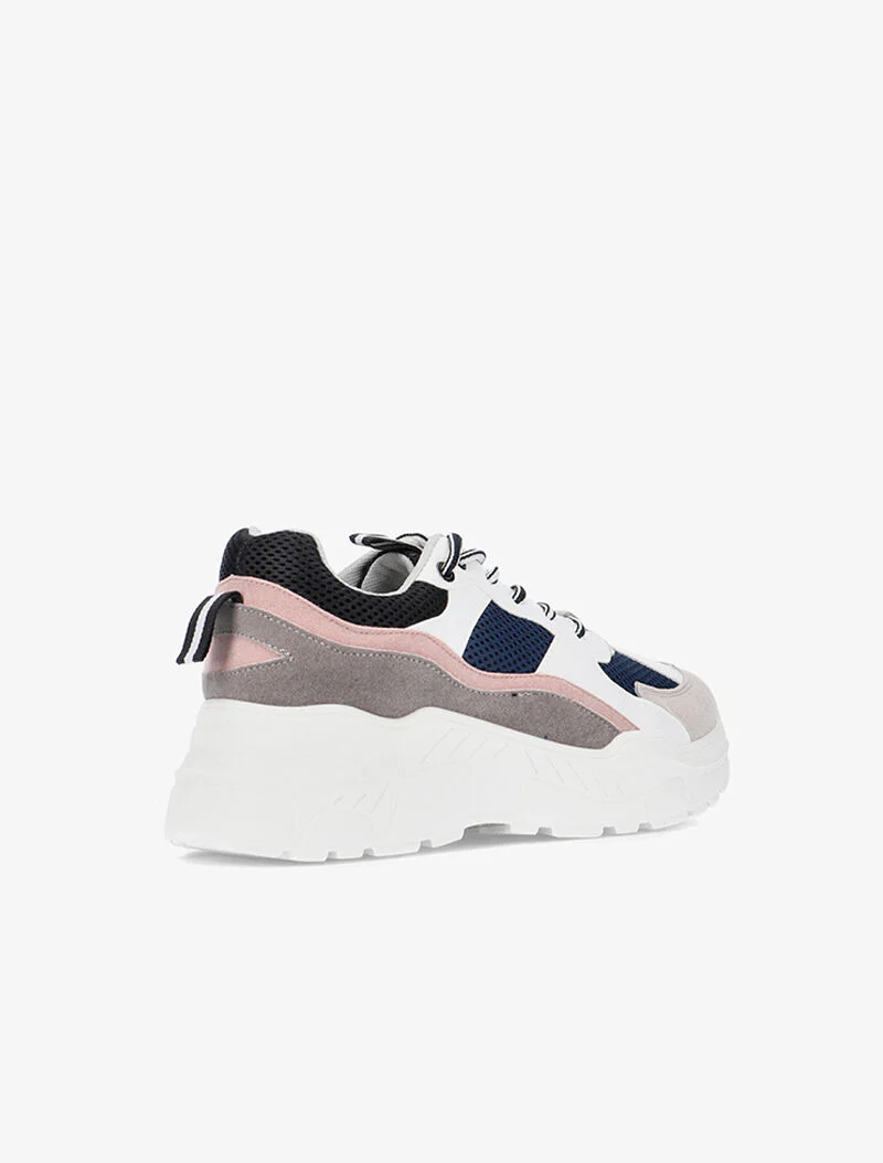 Tweedelige sneakers met sleehak - roze/grijs/wit - Image 4
