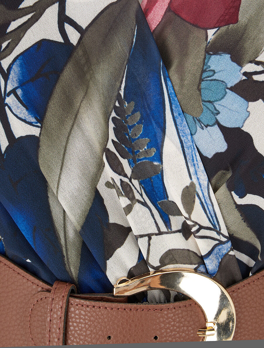 Basque jurk met tropische print - Marineblauw - Image 3