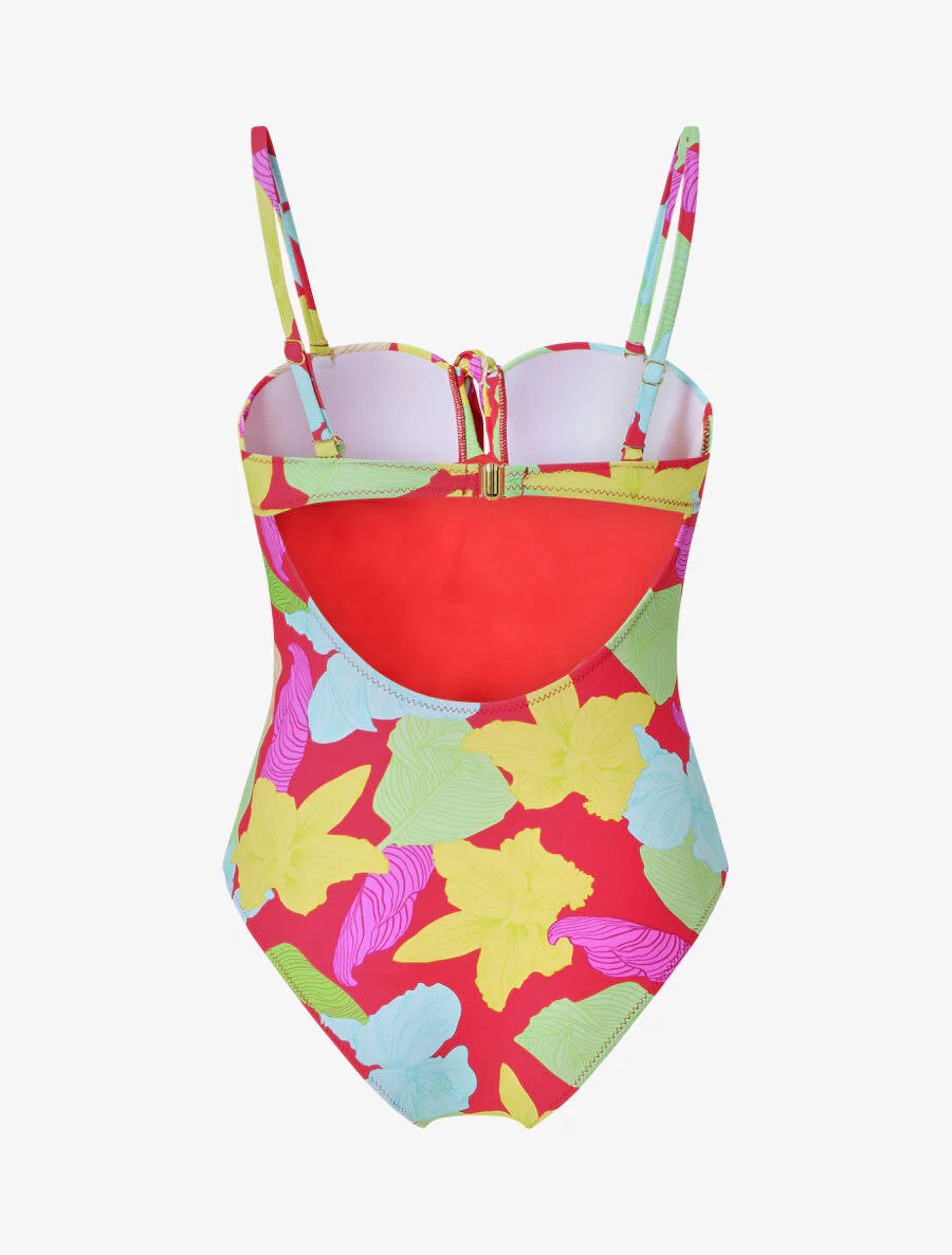 Bedrukte badpak met grote bloemen - Rood - Image 2