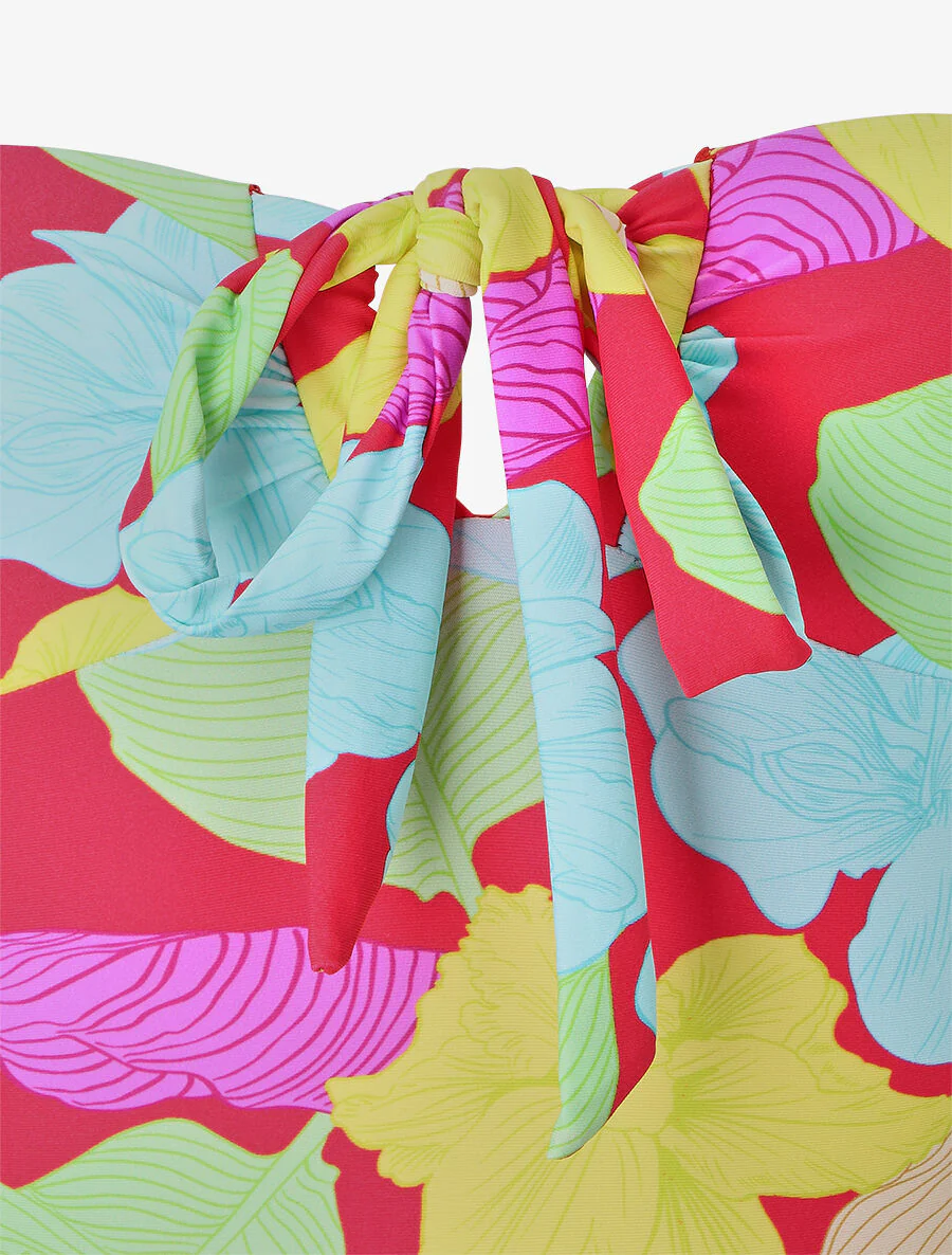 Bedrukte badpak met grote bloemen - Rood - Image 3