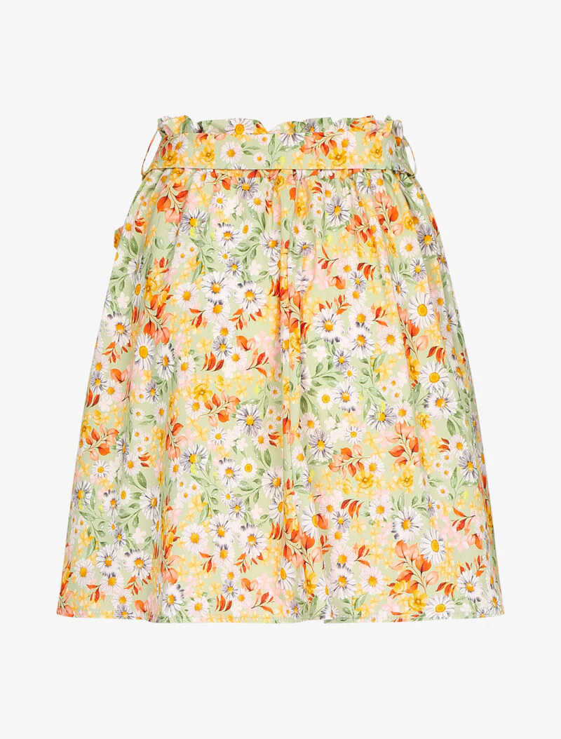 Bedrukte rok met gerimpelde taille - mintgroen - Image 2