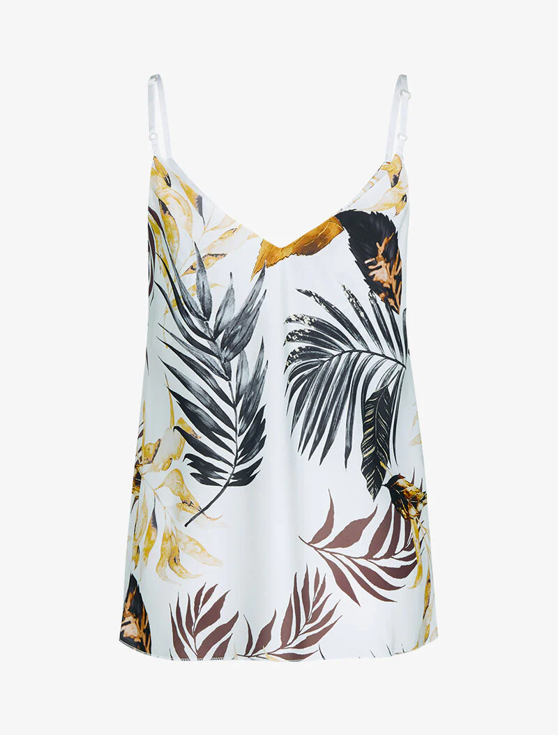 Satijnen tanktop met prints - ecru - Image 2