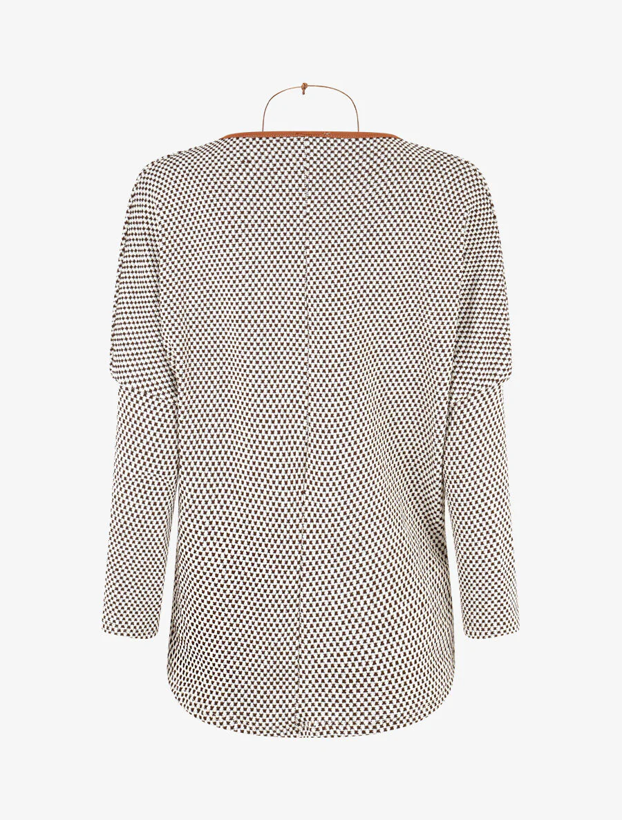 Bedrukte trui met cowl hals - bruin - Image 2