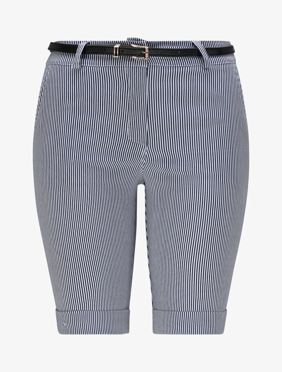 Bermuda met gedrukte strepen - Donkerblauw