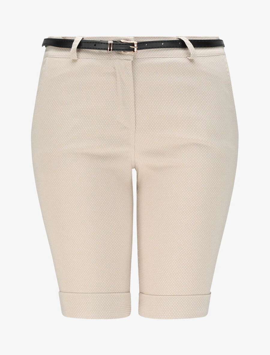 Bermuda met geprinte stippen - beige