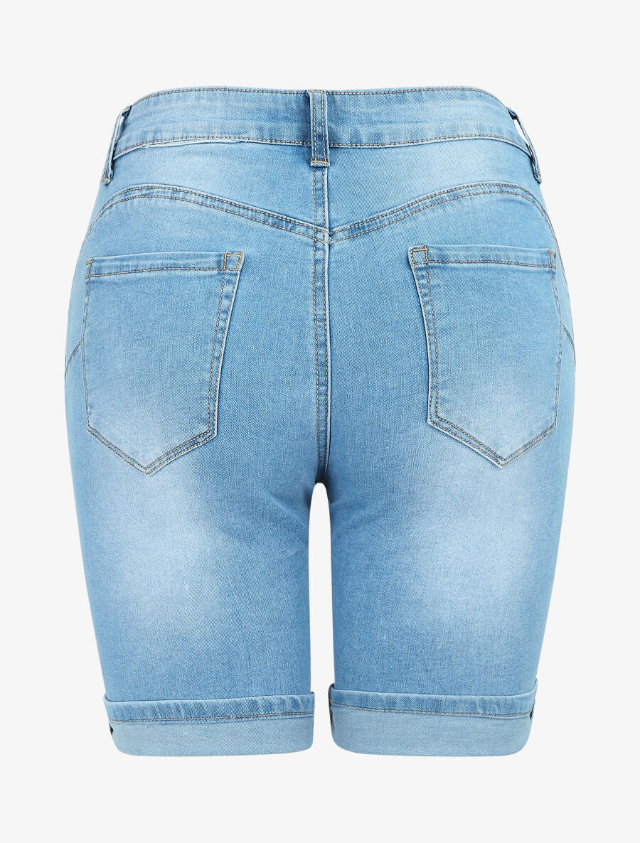 Bermuda met vervaagde jeanslook - Lichtblauw - Image 2